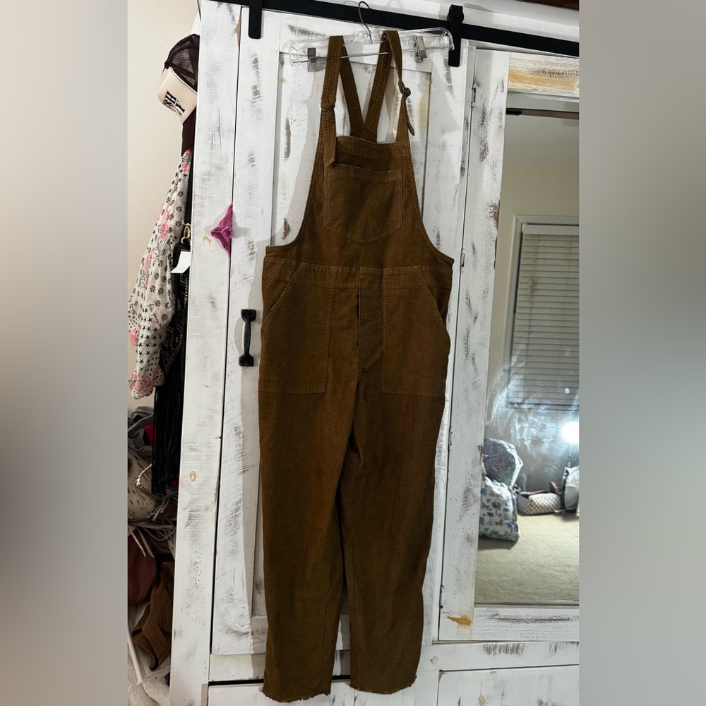 aerie Brown Corduroy Overall Jumpsuit